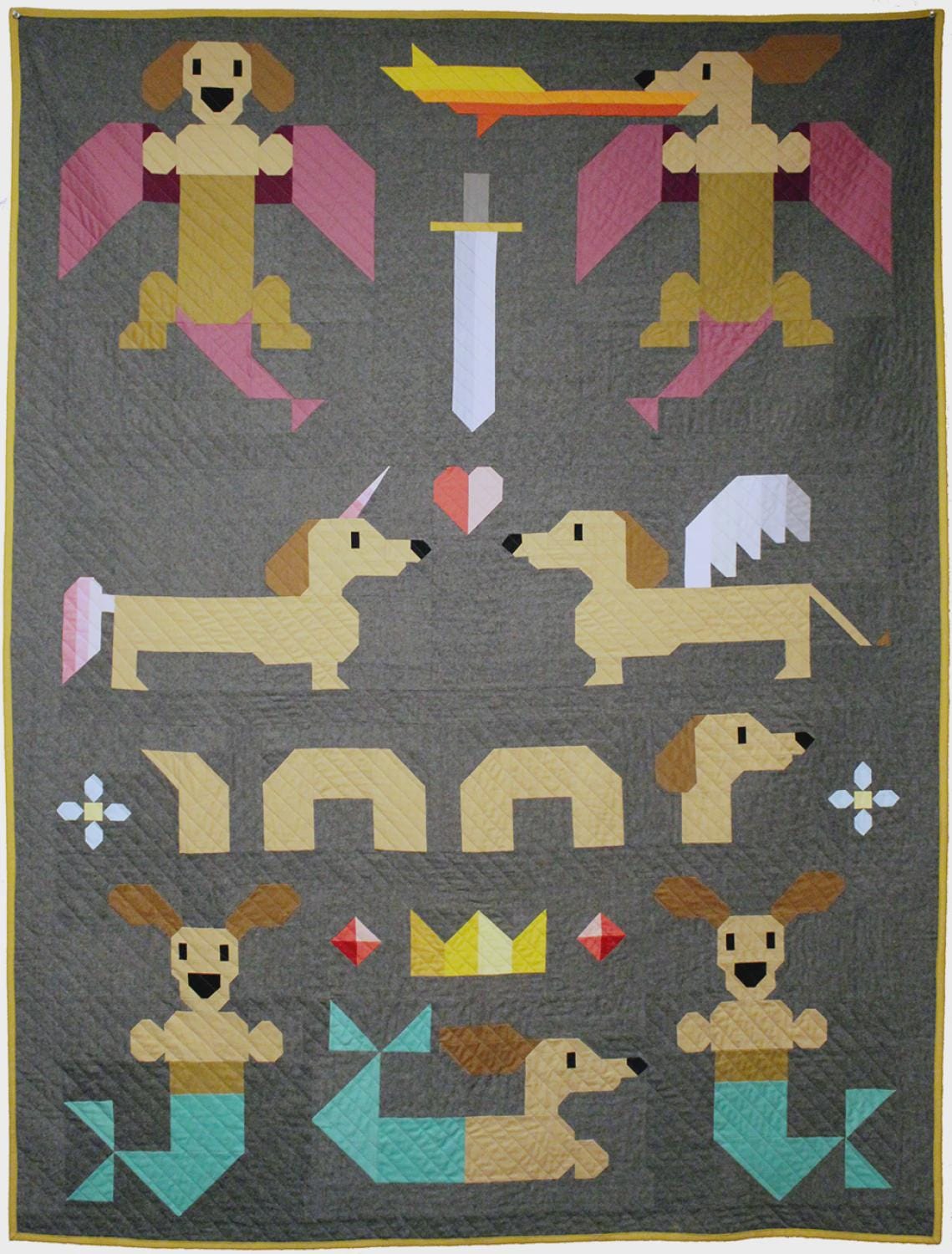 Mythical Wieners Quilt Pattern- AEMW0525-by Art East Quilting CO Printed Pattern Only