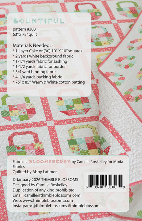 Bountiful Printed Pattern ONLY, From Thimble Blossoms By Camille Roskelley TBL303