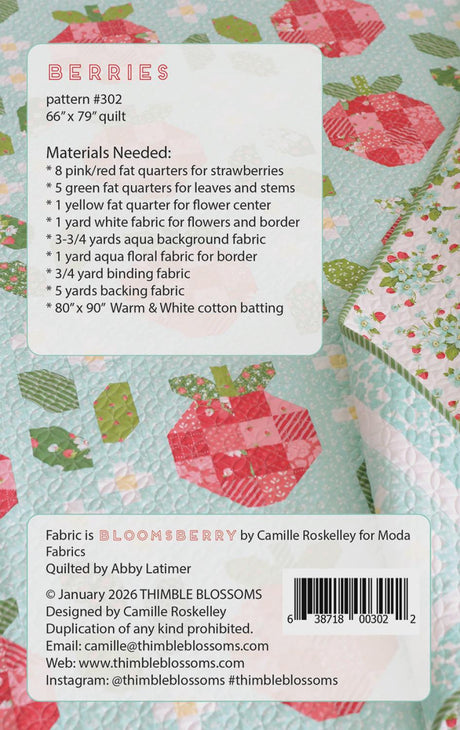 Berries Printed Pattern ONLY, From Thimble Blossoms By Camille Roskelley TBL302