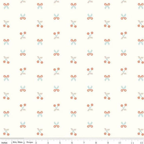 Sunsetridge Scissors Cherries Cream Yardage by Minki Kim for Riley Blake Designs C15733R-Cream Sold in 1/2 Yard increments