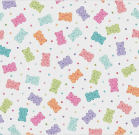 Kimberbell Designs - Sweet Shoppe - Gummy Bears - White #11029-w Yardage - by Maywood Studios sold in 1/2 yard increments