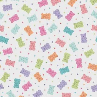 Kimberbell Designs - Sweet Shoppe - Gummy Bears - White #11029-w Yardage - by Maywood Studios sold in 1/2 yard increments