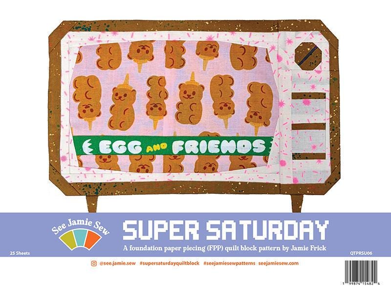 Foundation paper piecing quilt block pattern, 25 Sheets Super Saturday QTPRSU06 See Jamie Sew#1