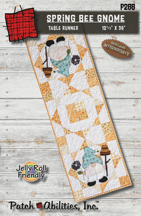 Spring Bee Gnome Table Runner by Patch Abilities, Inc P288 Printed Pattern ONLY