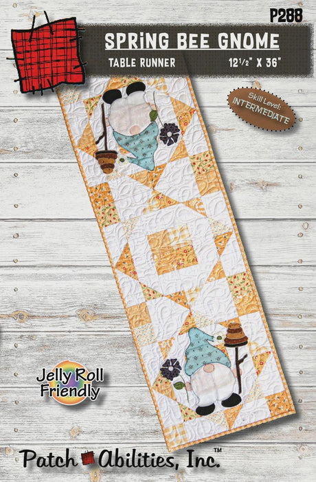 Spring Bee Gnome Table Runner by Patch Abilities, Inc P288 Printed Pattern ONLY