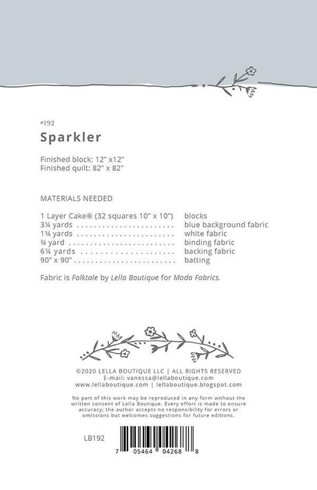 Sparkler Quilt Pattern by Vanessa Goertzen for Lella Boutique LB192 Finished Size 82" x 82"