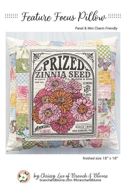 Feature Focus Pillow Pattern, Size is 18" x 18" BNB2523 by Chrissy Lux of Branch and Blume Printed Pattern only