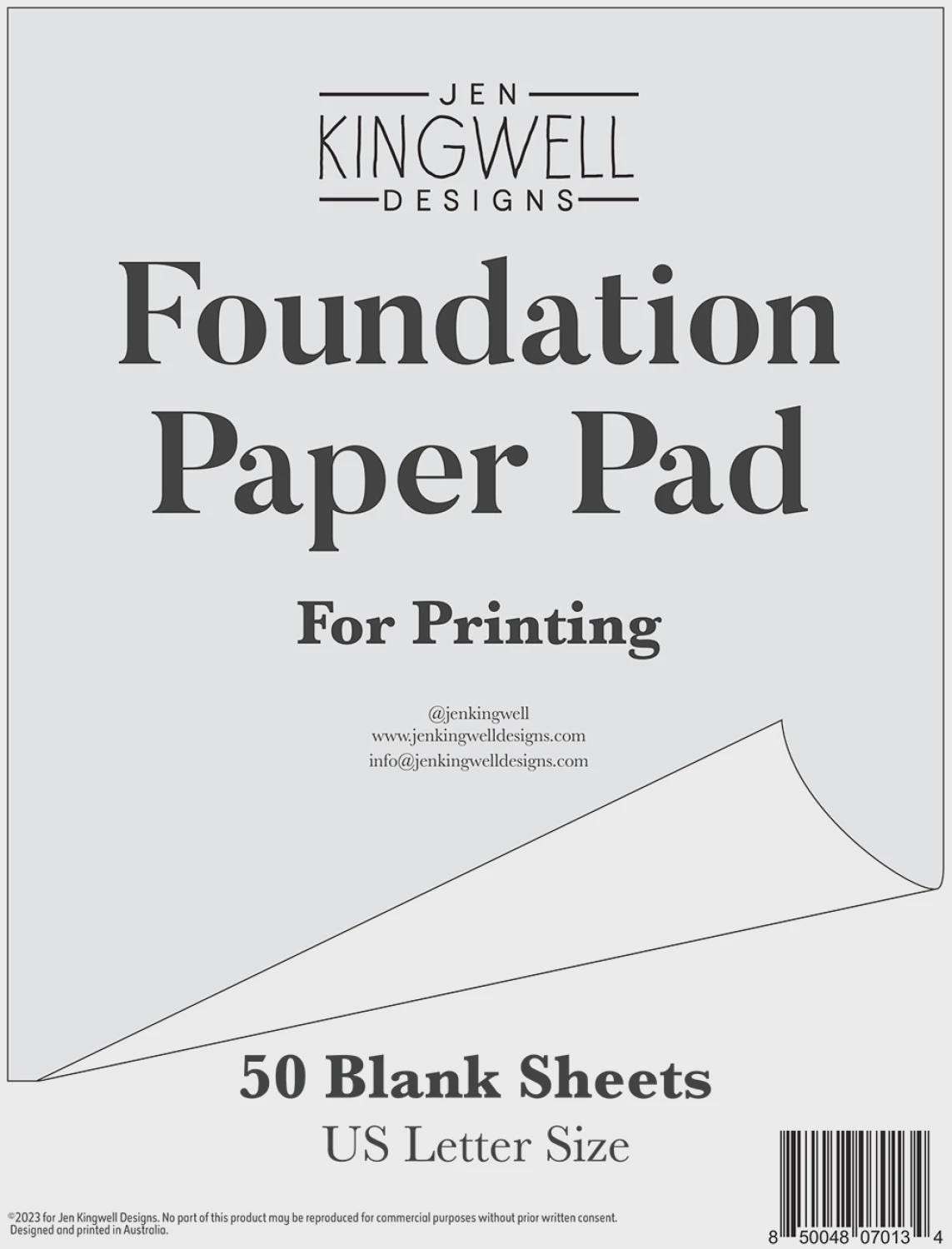 Foundation Paper Pad for Printing in US Letter Size JKD0134 by Jen Kingwell Designs