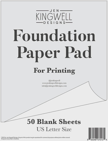 Foundation Paper Pad for Printing in US Letter Size JKD0134 by Jen Kingwell Designs