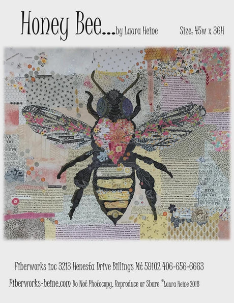 Honey Bee Collage Patterns LHFWHBEE From Fiberworks INC, By Laura Heine, Paper pattern ONLY
