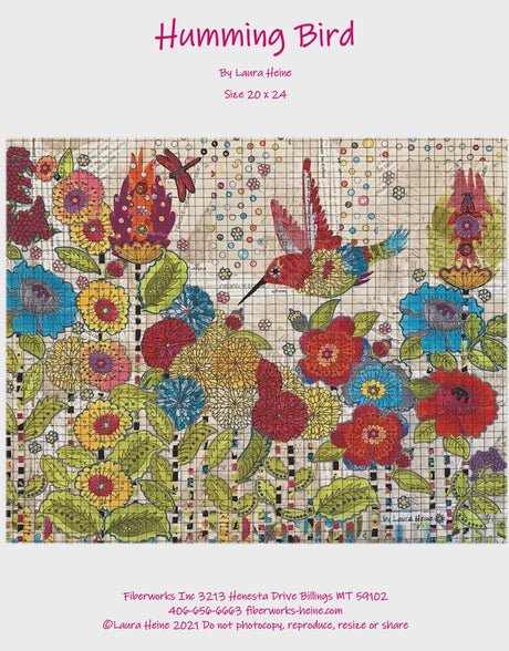 Humming Bird Collage Patterns LHFWHB From Fiberworks INC, By Laura Heine, Paper pattern ONLY