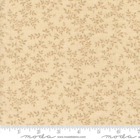 a fabric with a repeating pattern of small leaves or flowers in various shades of beige. The fabric appears to be a light-colored material, possibly a type of cotton or linen. The image does not contain any text or other discernible objects or actions.