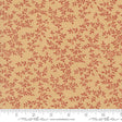a fabric with a repeating pattern of red leaves and branches on a beige background.