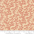 a fabric with a repeating pattern of red leaves and branches on a beige background.