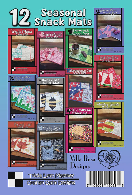 12 Seasonal Snack Mats Printed Patterns for Villa Rosa Designs