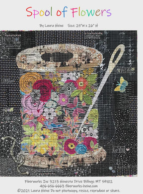 Spool of Flowers Collage Pattern LHFWSOF From Fiberworks INC, By Laura Heine, Paper pattern ONLY