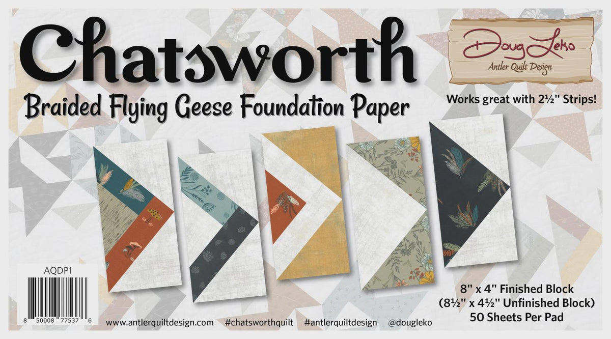Chatsworth Braided Flying Geese Foundation Paper AQDP1 Antler Quilt Design Printed Pattern Only