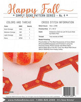 Happy Fall Simply Signs CROSS STITCH Pattern By It's Sew Emma ISE 4006