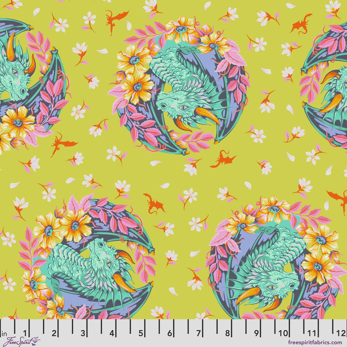 Legendary Dragon Ball She Apple Yardage PWTP282-Apple by Tula Pink Sold in 1/2 yard increments