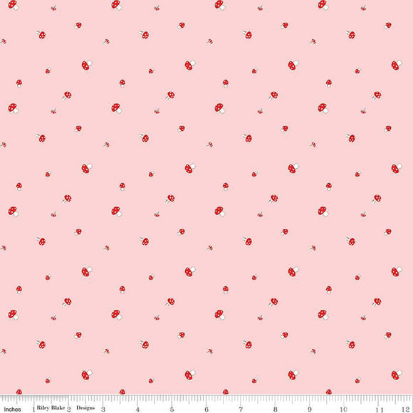 Pixie Noel 2 Mushroom by Tasha Noel C12117-Pink Sold by 1/2 Yard