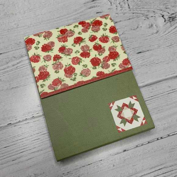 Pocket Note Pad Green and Pink Floral by Moda