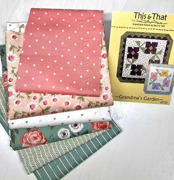 Grandma's Garden Kit by This & That includes fabric for the top, binding and pattern, featuring Love Note Fabric by Moda