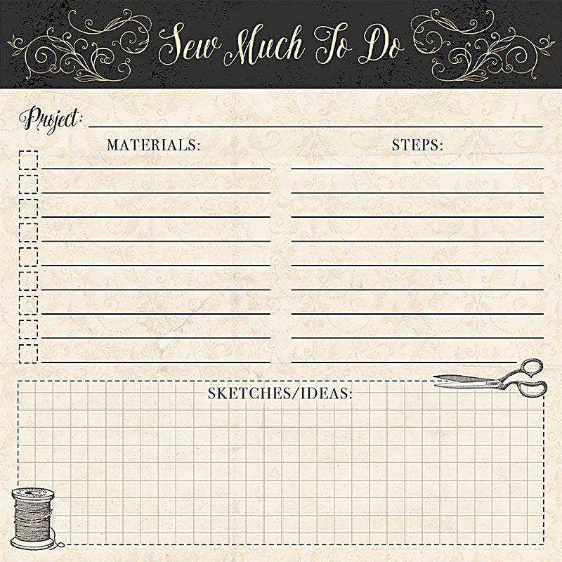 Sew Much To Do Listpad 8"x8"  by Punch Studio for Moda