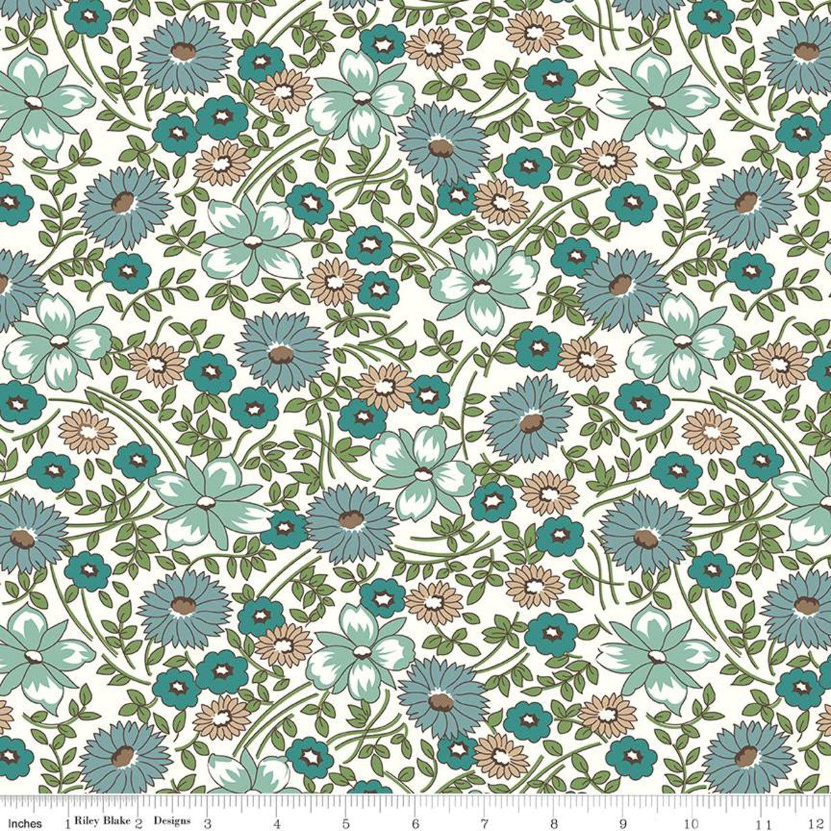 Prarie Flower in Teal Wideback  108 inches wide by Lori Holt for Riley Blake Designs Cut Continuously WB12324-TEAL