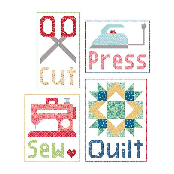 4 mini Quilts in one Pattern ....Cut, Press, Sew, Quilt PATTERN P018-cutpresssew- by Lori Holt of Bee In My Bonnet