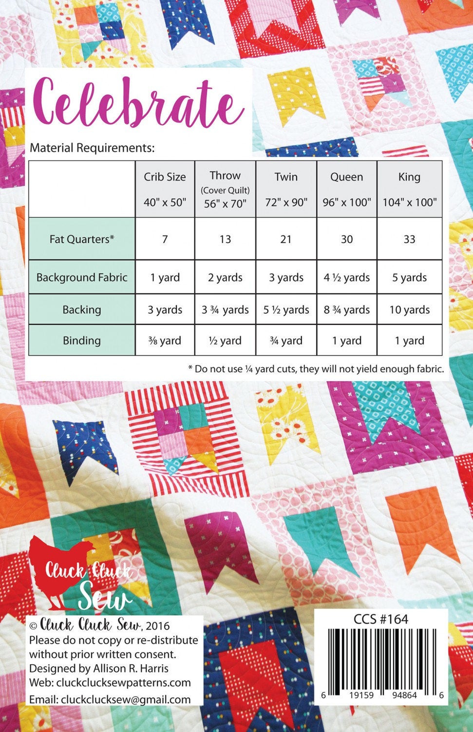 Celebrate Printed Pattern by Cluck Cluck Sew