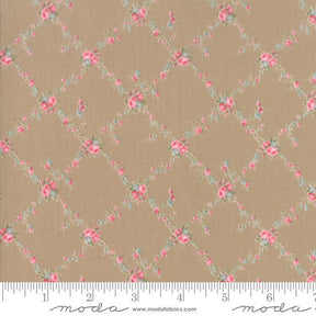 Caroline Oatmeal Floral Lattice Yardage SKU# 18651-16 Caroline by Brenda Riddle Designs for Moda Fabrics