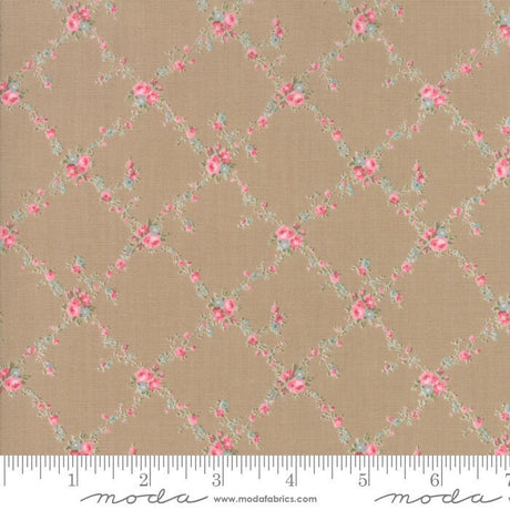 Caroline Oatmeal Floral Lattice Yardage SKU# 18651-16 Caroline by Brenda Riddle Designs for Moda Fabrics