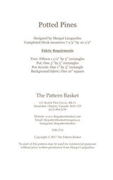 Potted Pines BLOCK PATTERN TPB1712 By Margot Languedoc Designs Paper Pattern ONLY