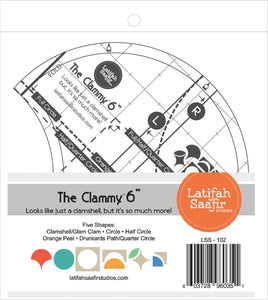 The Clammy 6&quot; Template Five Shapes Clamshell/Glam Clam, Circle, Half Circle, Orange Peel, Drunkards Path/ Quarter Circle LSS-102