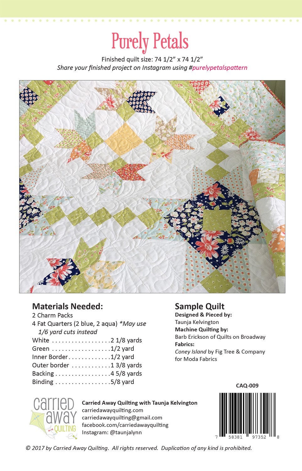 Purley Petals Quilt Pattern by  Carried Away Quilting CAQ-009