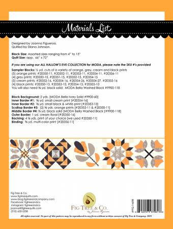 Halloween Figs Sampler Block Of The Month Pattern Only FTQ1469B