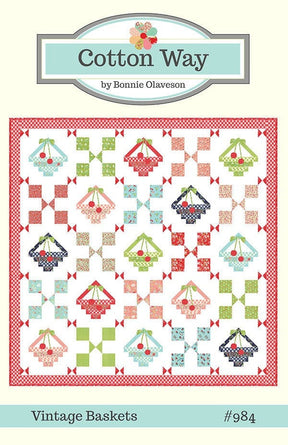 Vintage Baskets Quilt - Printed Pattern - 62” x 62" - Cotton Way by Bonnie Olaveson CW984