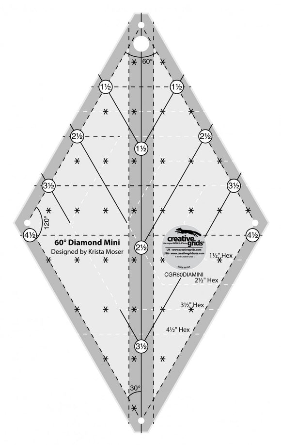 Creative Grids 60 Degree Mini Diamond Ruler # CGR60DIAMINI  **Free Shipping**