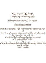 Woven Hearts pattern By Margot Languedoc Designs Paper Pattern ONLY