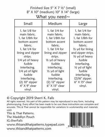 Maddilyn Pouch TAT345 From This and That by Sherri Falls sewing pattern