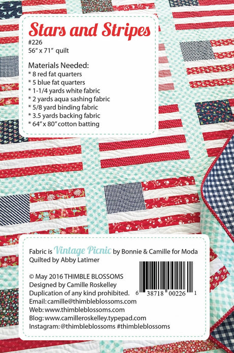 Stars and Stripes Thimble Blossoms Pattern TBL226