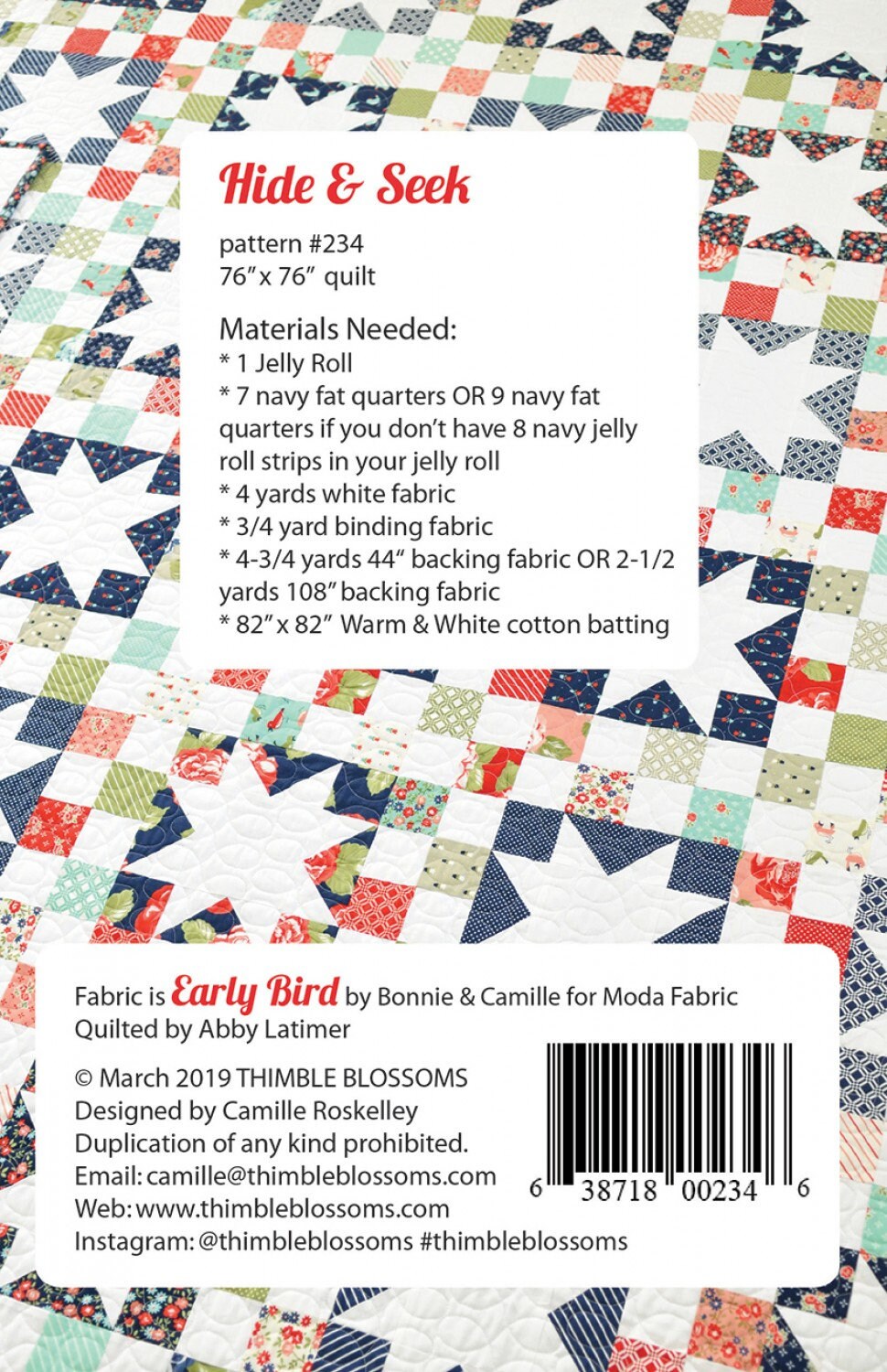 Hide and Seek Thimble Blossoms Quilt Pattern TBL234