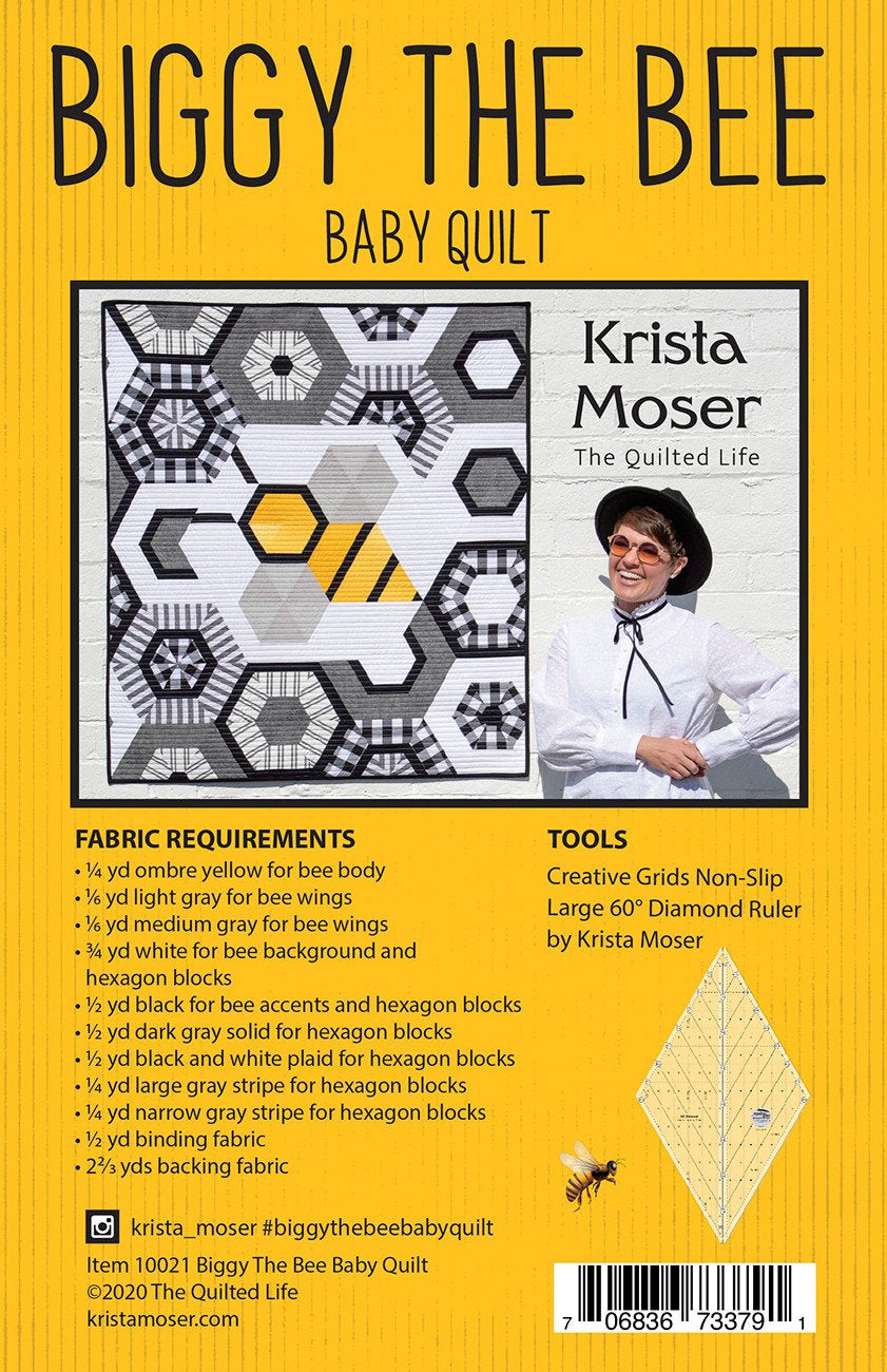 Biggy The Bee Baby Quilt  TQL10021 - PAPER PATTERN-only By Krista Moser 42&quot; x 48&quot;