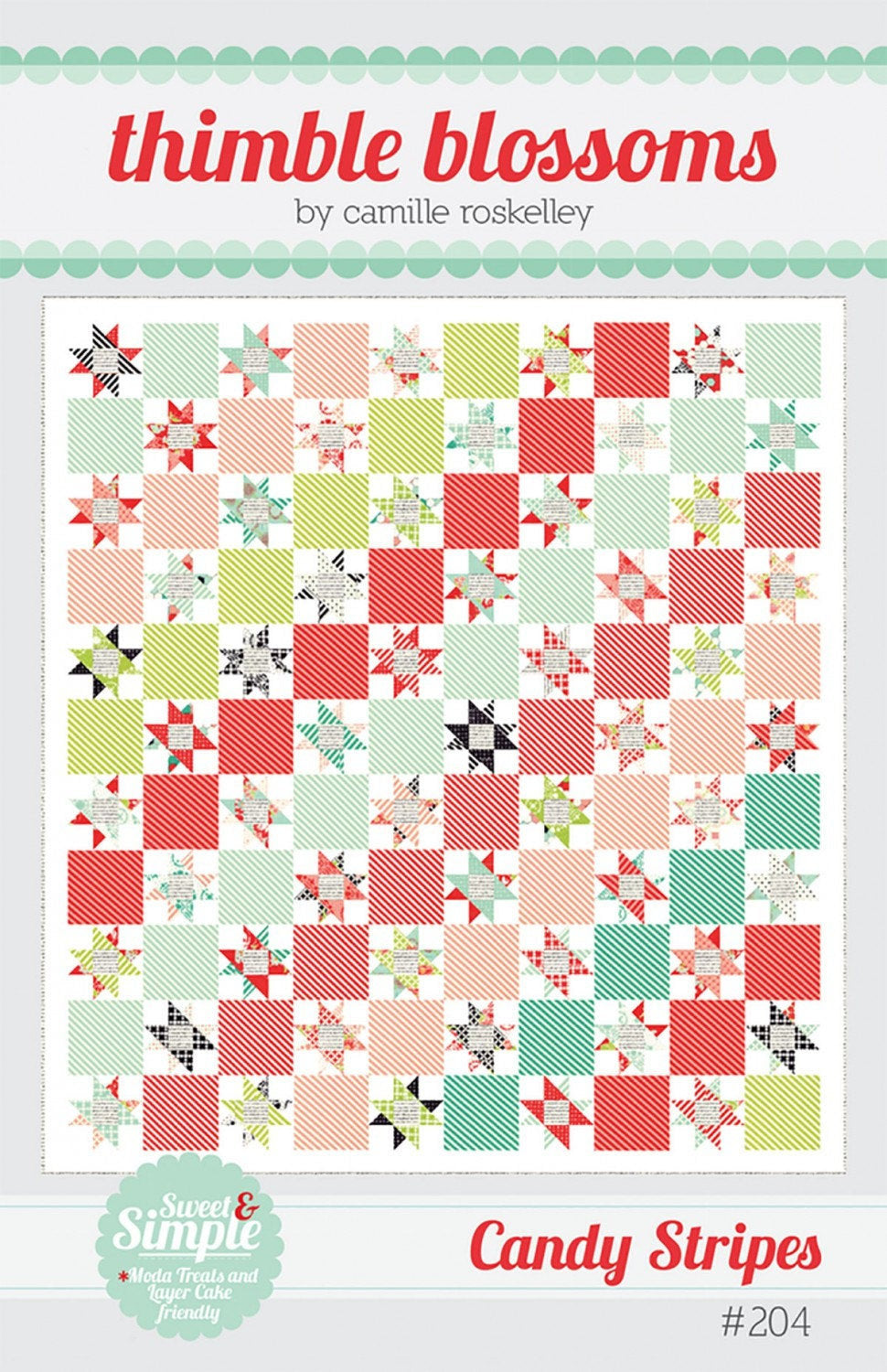 Candy Stripes Pattern Thimble Blossoms  TBl204