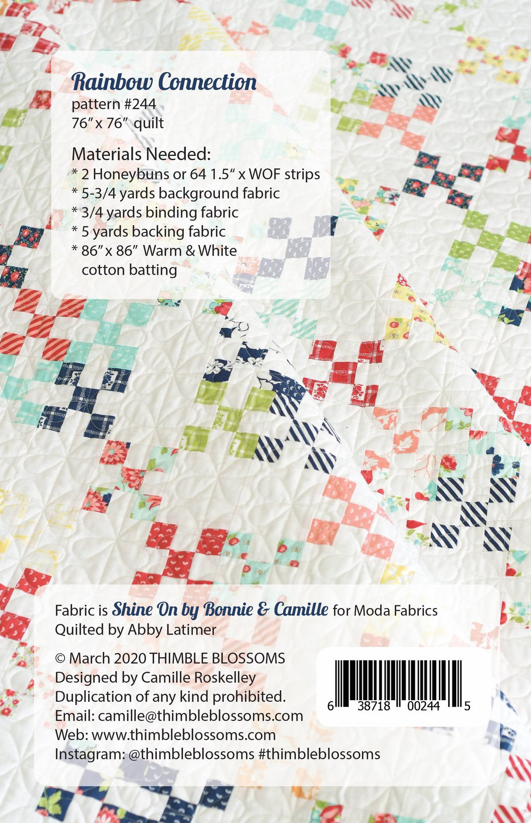 Rainbow Connection Thimble Blossoms sewing pattern TBL244