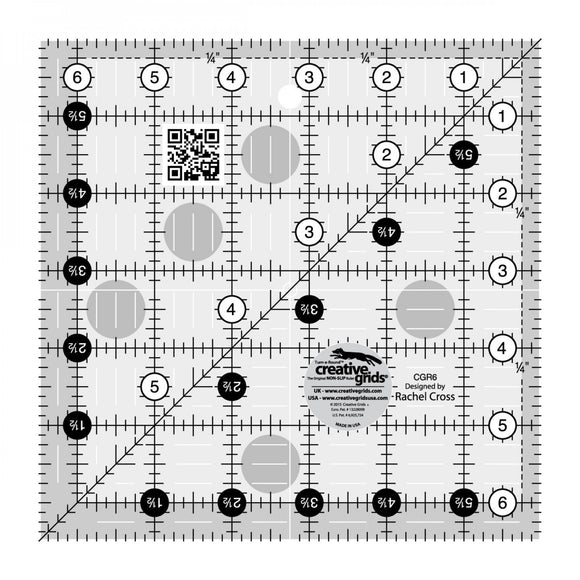 Creative Grids Quilt Ruler 6-1/2in Square CGR6 ***ships for free***