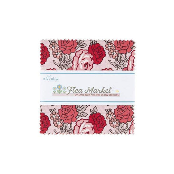 in stock - Flea Market 5 inch Charm Pack 42 Pieces by Lori Holt for Riley Blake - 5-10210-42