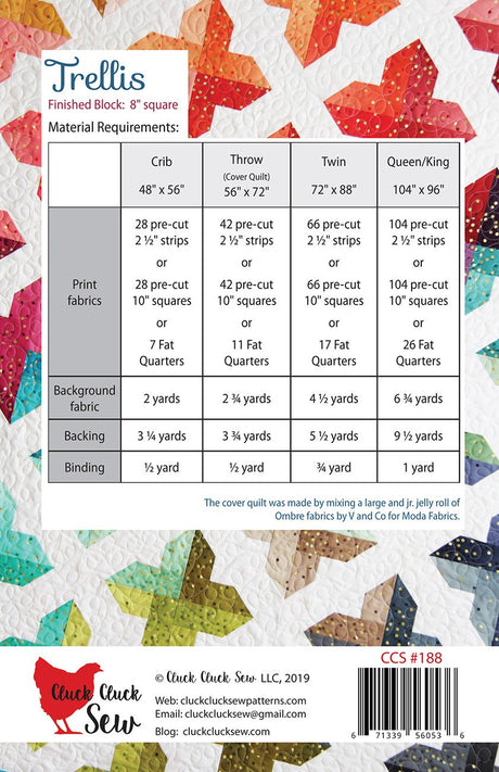 Trellis Quilt Pattern, Paper Pattern only CCS188 by Allison Harris for Cluck Cluck Sew