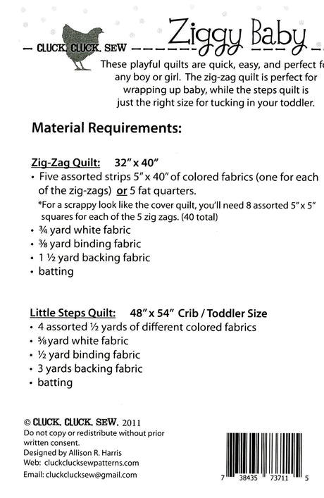 Ziggy Baby Quilt Pattern, Paper Pattern only CCS120 by Allison Harris for Cluck Cluck Sew