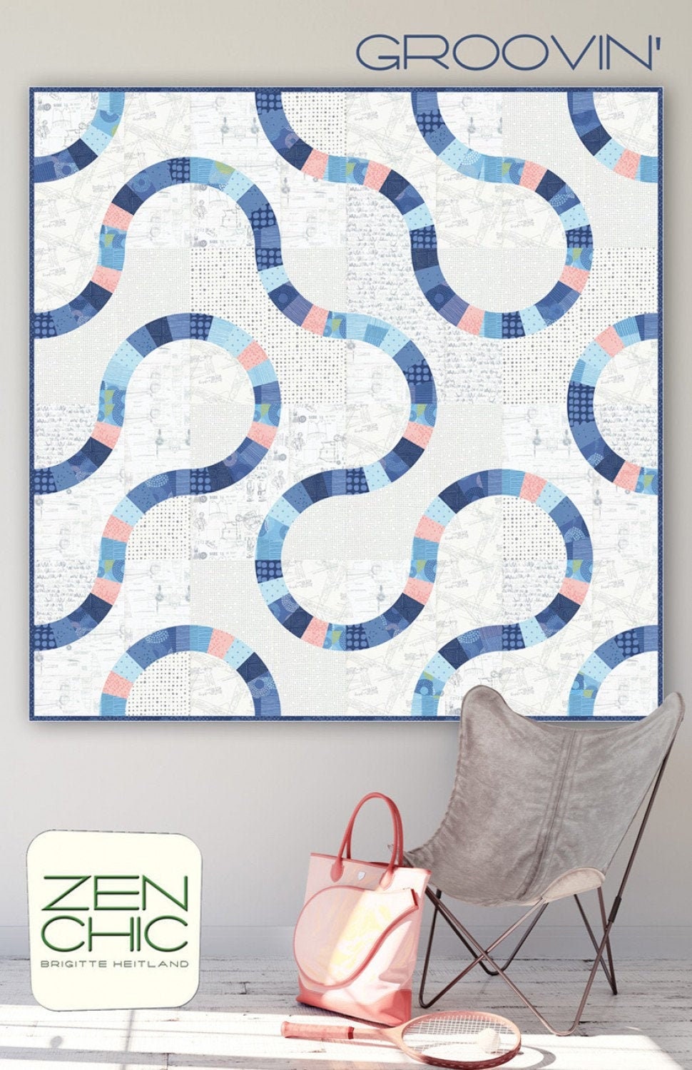 Grovin' - Printed PATTERN only By Zen Chic Quilt size is 65 inches x 65 inches